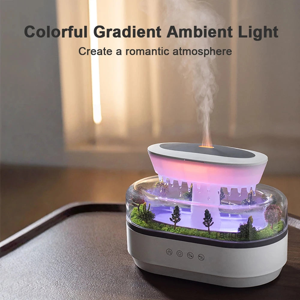 Micro Landscape Humidifier Raindrop Aroma Diffuser Colorful Atmosphere Light White Noise Music Essential Oil Fragrance For Home