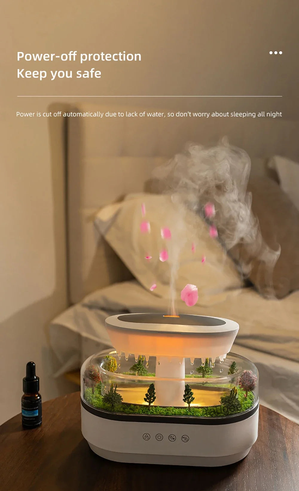 Micro Landscape Humidifier Raindrop Aroma Diffuser Colorful Atmosphere Light White Noise Music Essential Oil Fragrance For Home