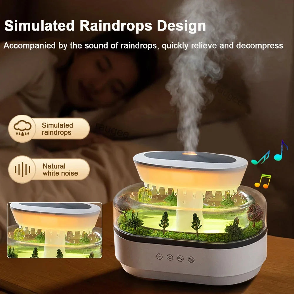 Micro Landscape Humidifier Raindrop Aroma Diffuser Colorful Atmosphere Light White Noise Music Essential Oil Fragrance For Home