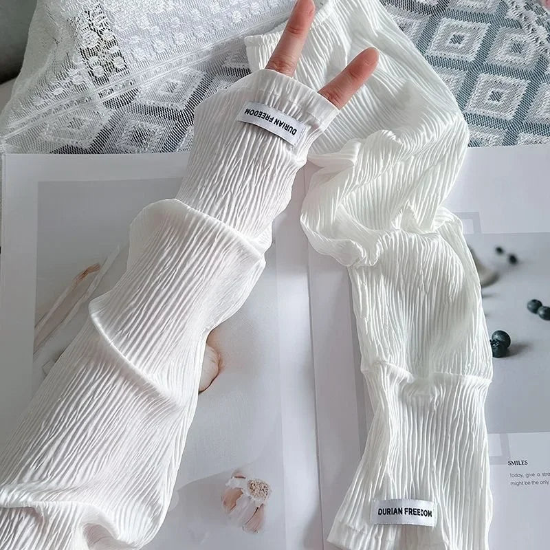 Ice Silk Sunscreen Sleeves Solid Color Simple Korean Version for Driving Cycling Sun Shading UV Protection Summer 2026 NEW