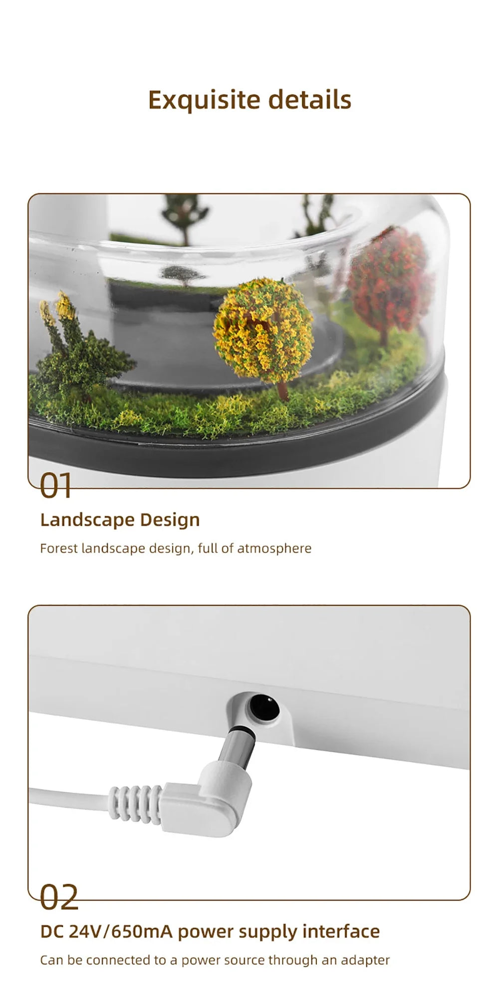 Micro Landscape Humidifier Raindrop Aroma Diffuser Colorful Atmosphere Light White Noise Music Essential Oil Fragrance For Home