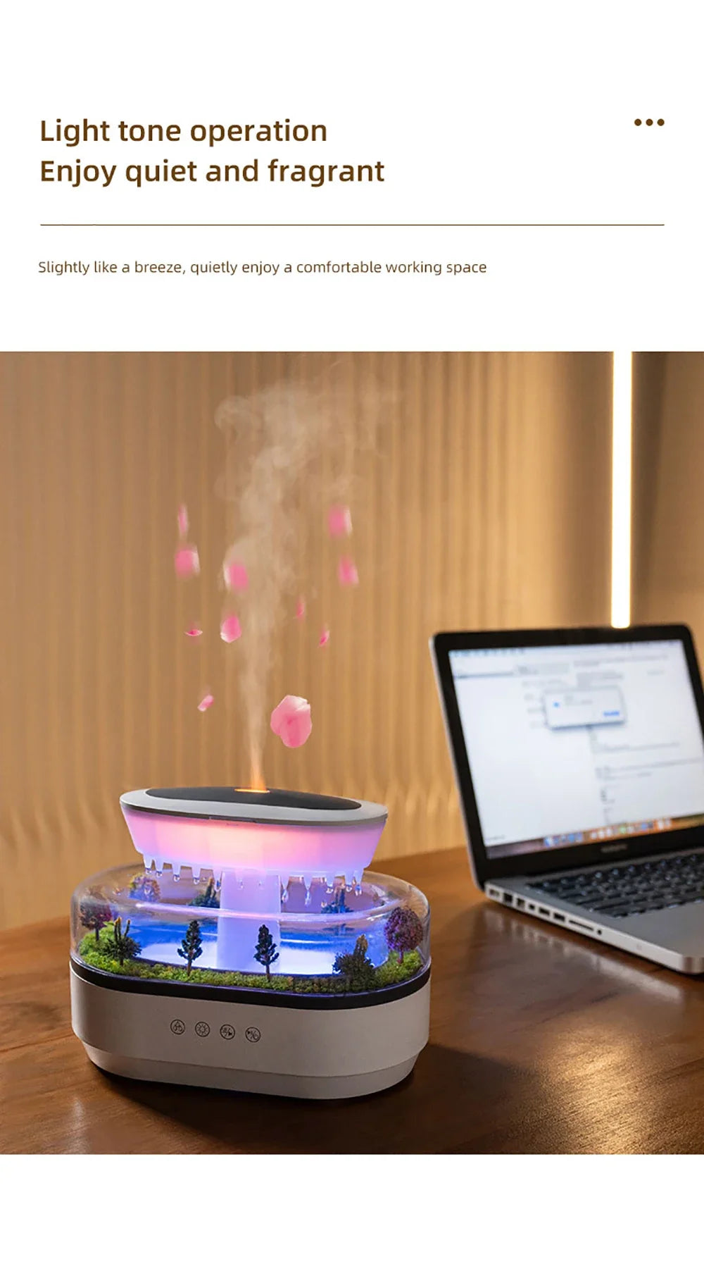 Micro Landscape Humidifier Raindrop Aroma Diffuser Colorful Atmosphere Light White Noise Music Essential Oil Fragrance For Home