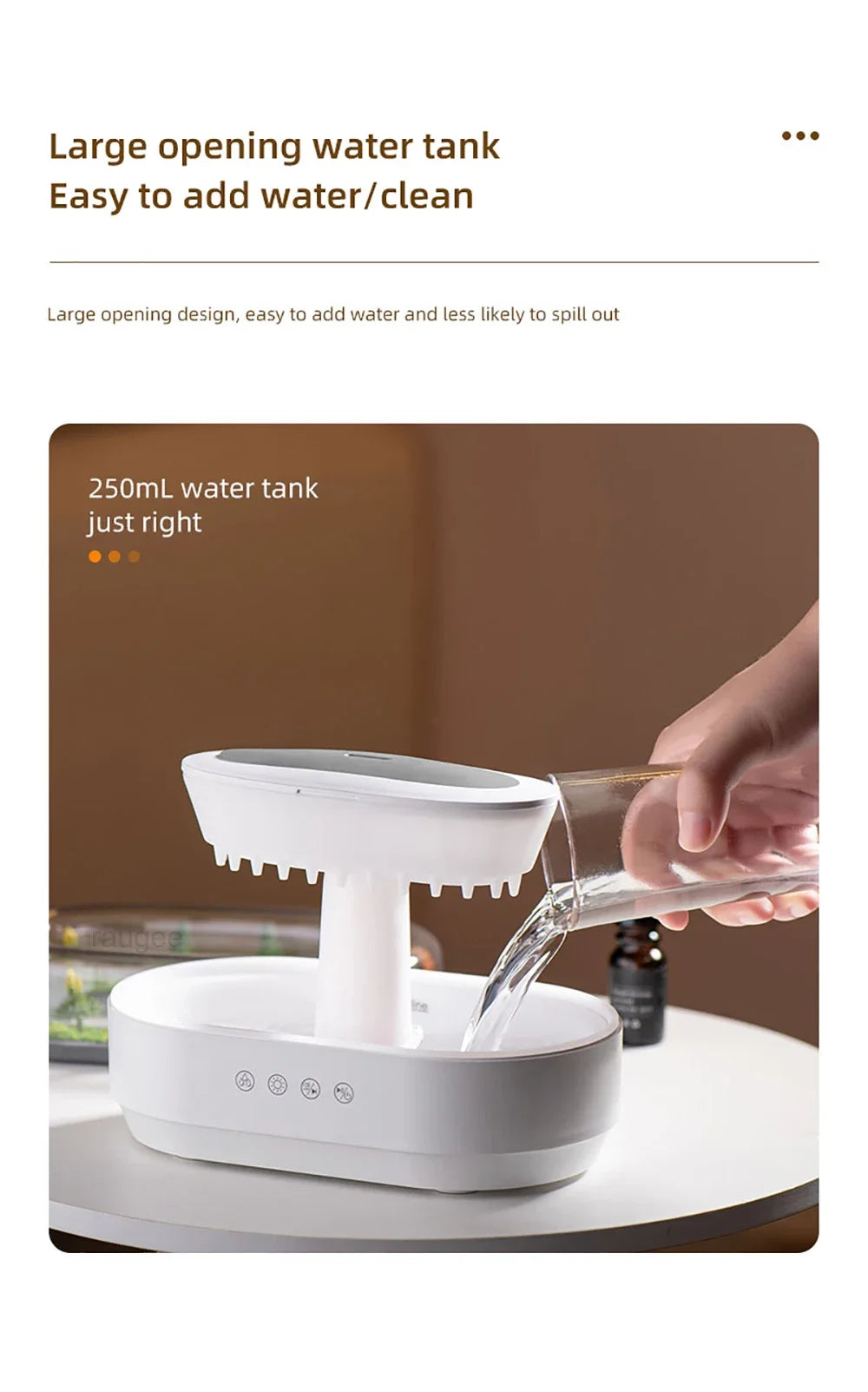Micro Landscape Humidifier Raindrop Aroma Diffuser Colorful Atmosphere Light White Noise Music Essential Oil Fragrance For Home