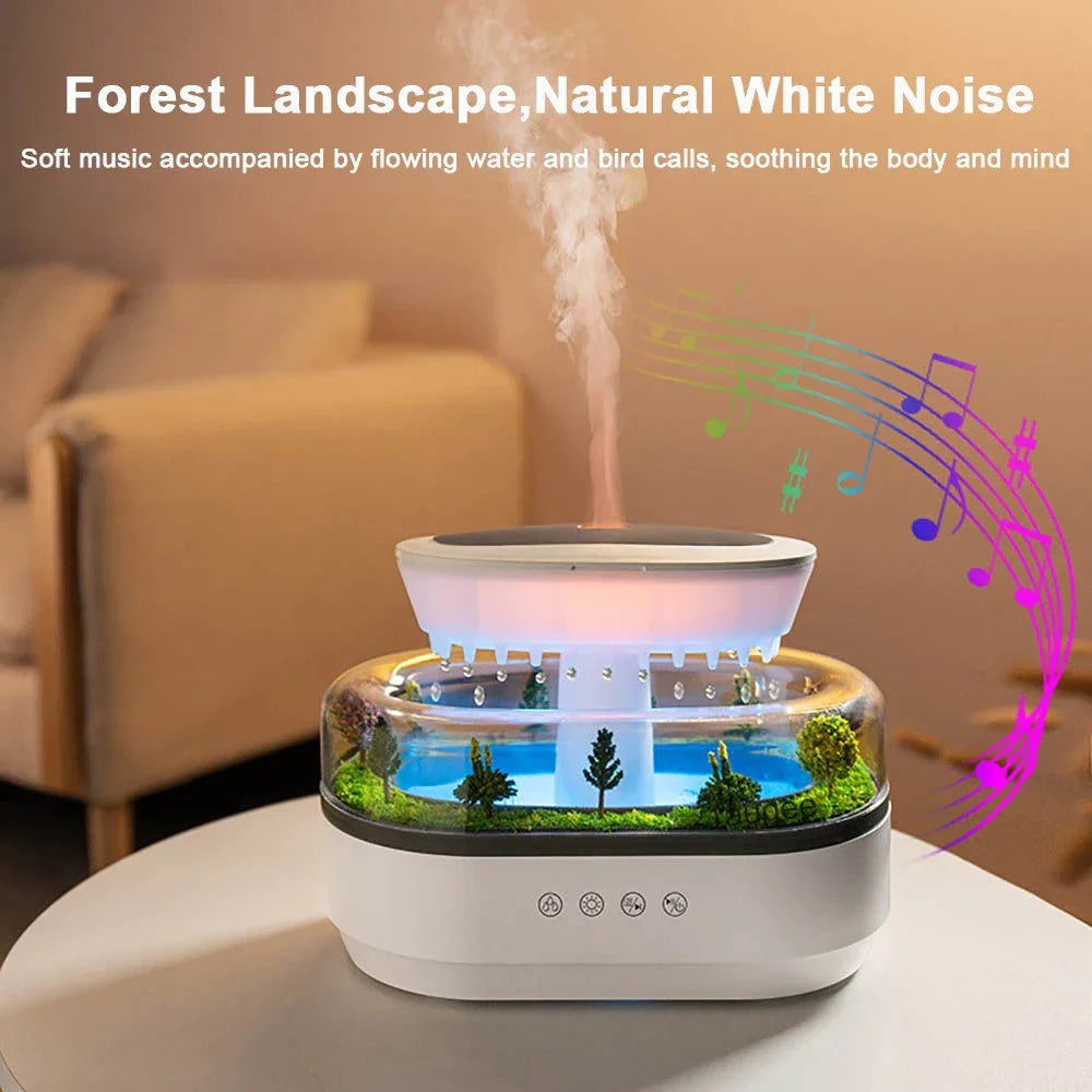 Micro Landscape Humidifier Raindrop Aroma Diffuser Colorful Atmosphere Light White Noise Music Essential Oil Fragrance For Home