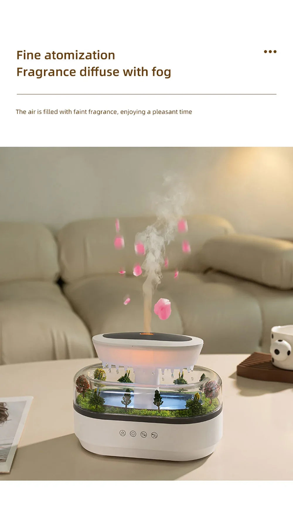 Micro Landscape Humidifier Raindrop Aroma Diffuser Colorful Atmosphere Light White Noise Music Essential Oil Fragrance For Home