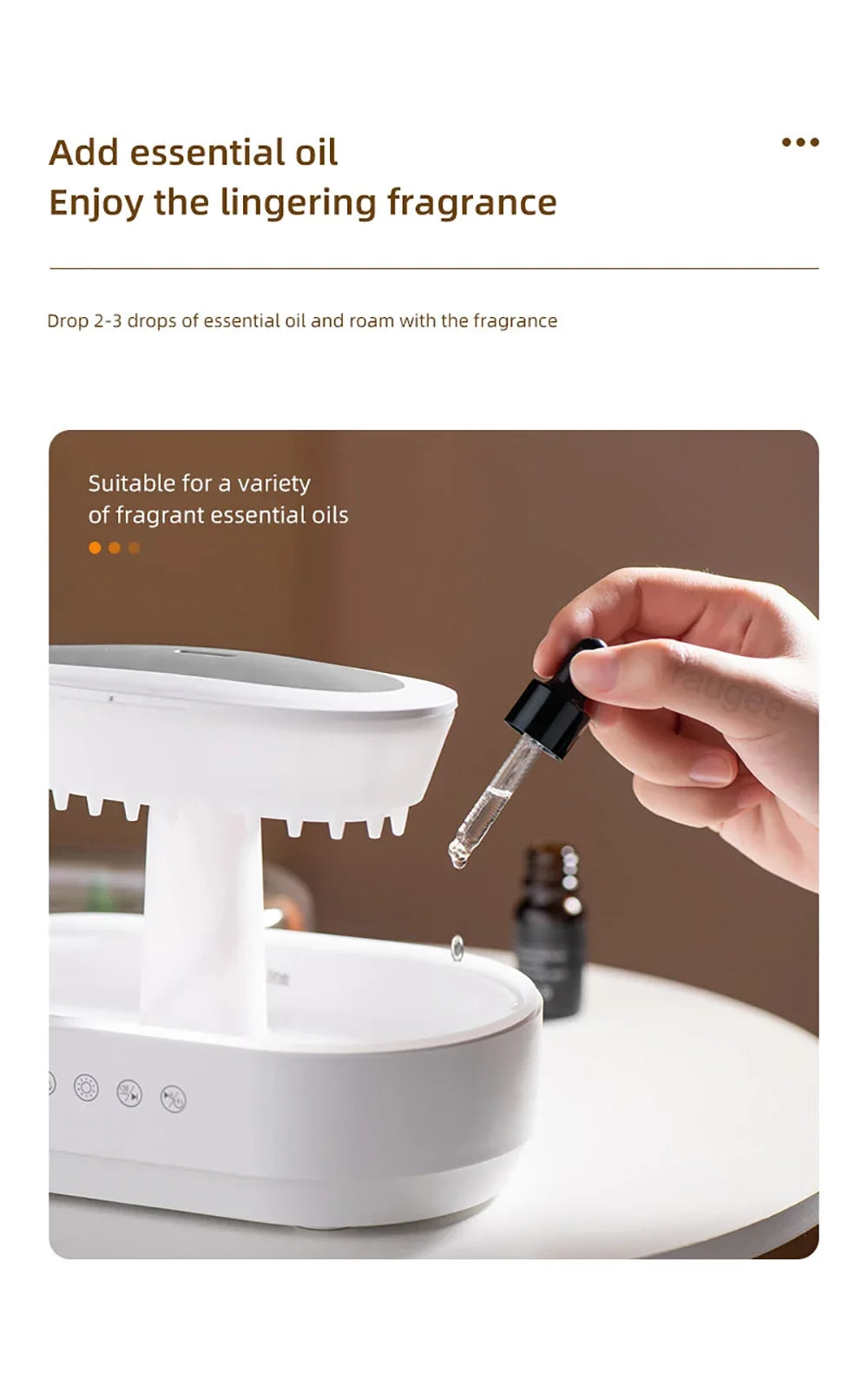 Micro Landscape Humidifier Raindrop Aroma Diffuser Colorful Atmosphere Light White Noise Music Essential Oil Fragrance For Home