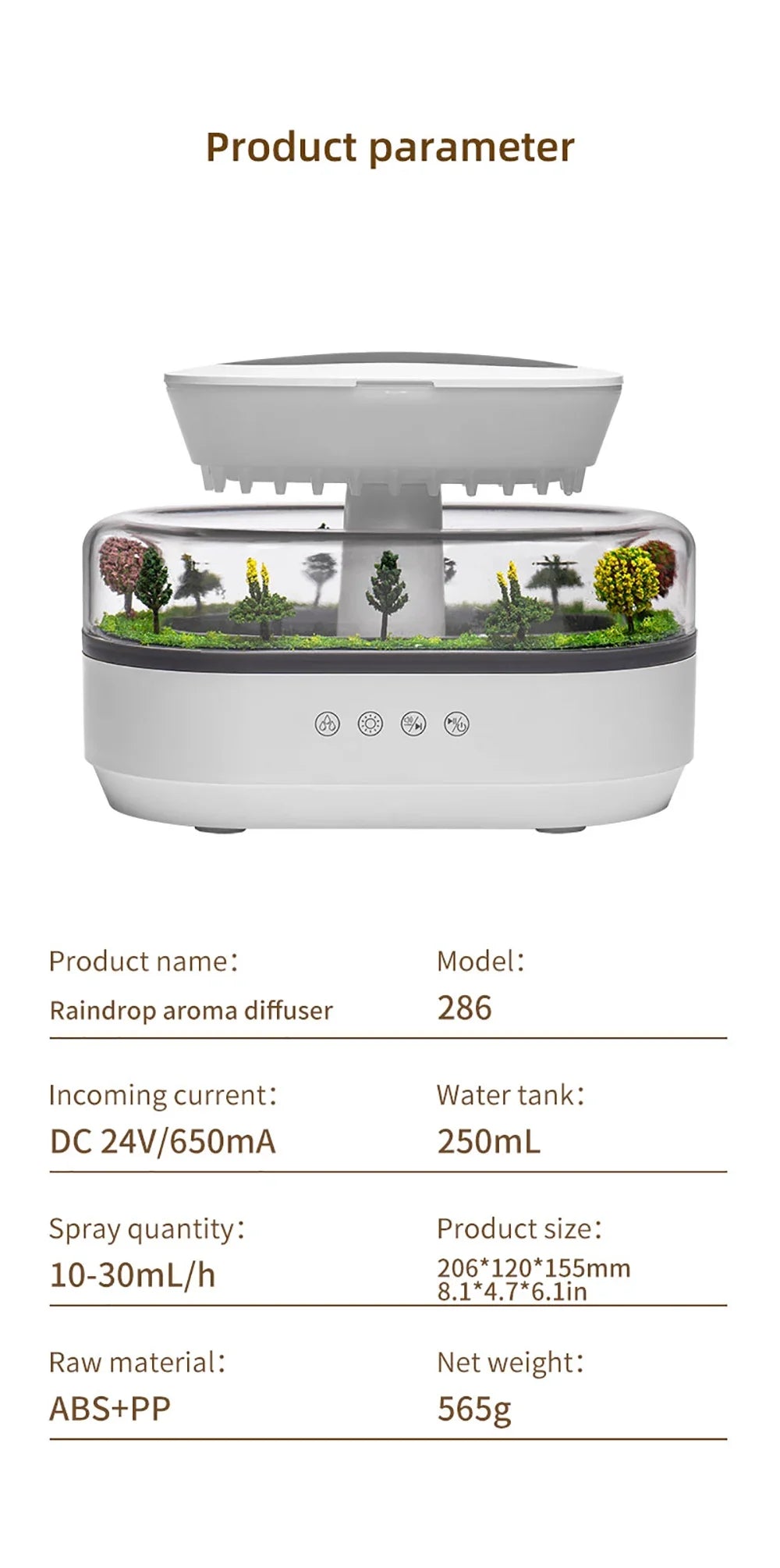 Micro Landscape Humidifier Raindrop Aroma Diffuser Colorful Atmosphere Light White Noise Music Essential Oil Fragrance For Home
