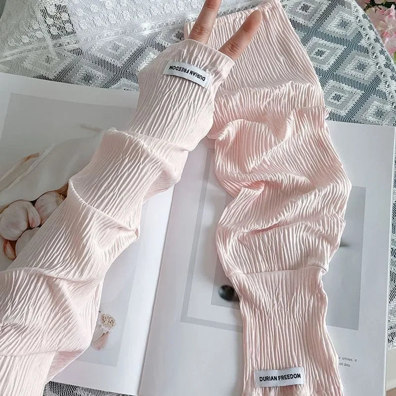 Ice Silk Sunscreen Sleeves Solid Color Simple Korean Version for Driving Cycling Sun Shading UV Protection Summer 2026 NEW