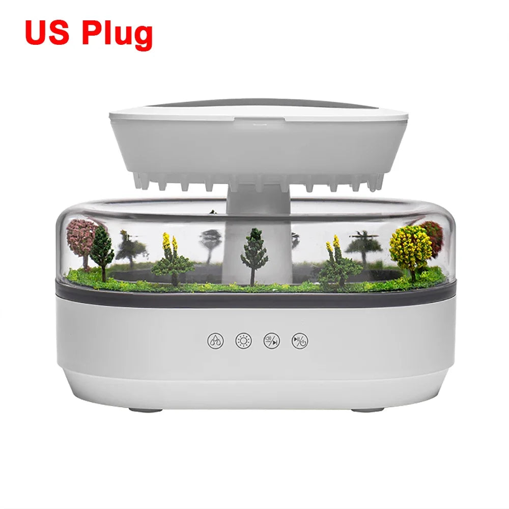 Micro Landscape Humidifier Raindrop Aroma Diffuser Colorful Atmosphere Light White Noise Music Essential Oil Fragrance For Home